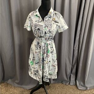 Karl Lagerfeld whimsical Paris button down dress size 6 petite